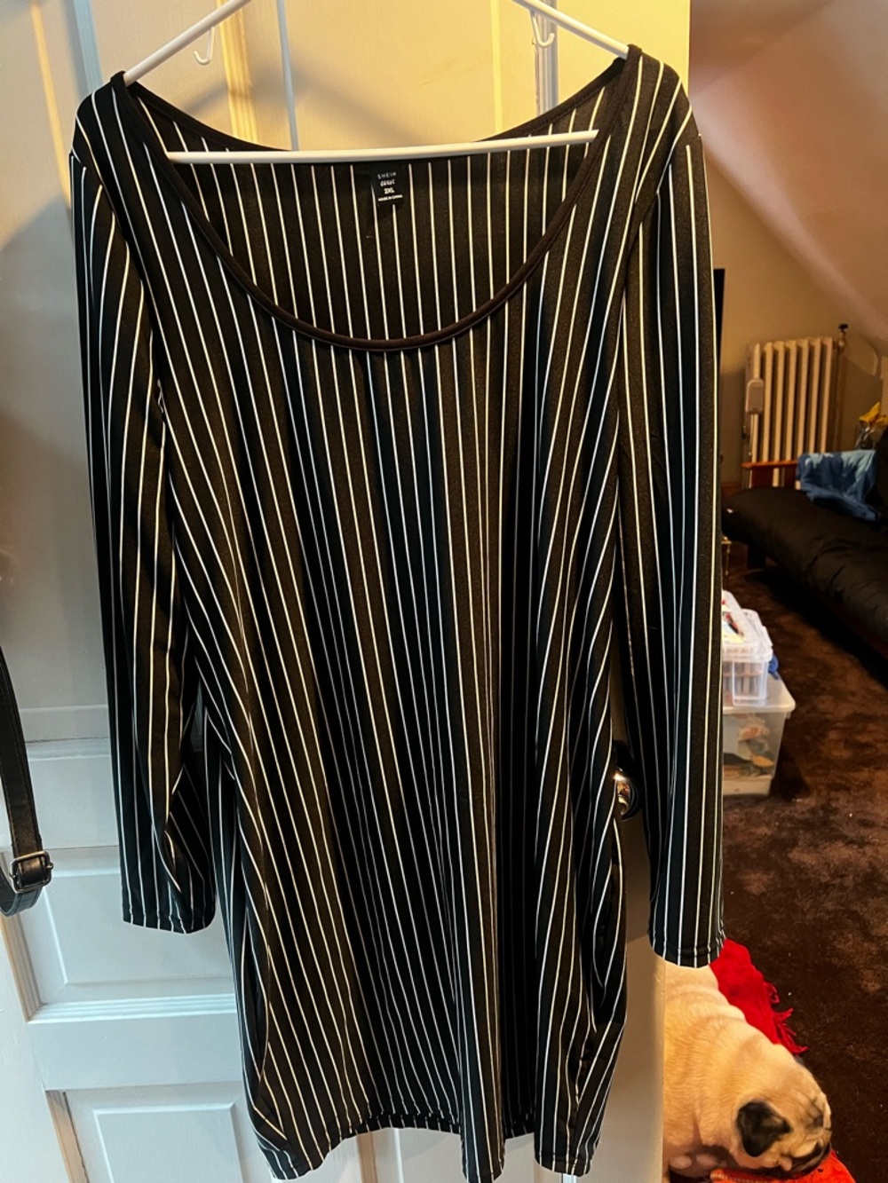 SHEIN Black and White Striped Curve Top 2XL